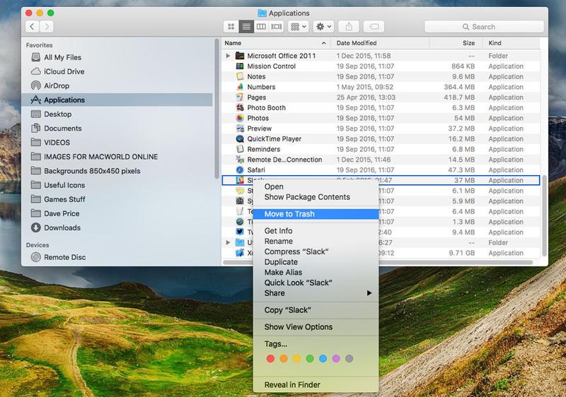 how to delete dashboard widgets mac